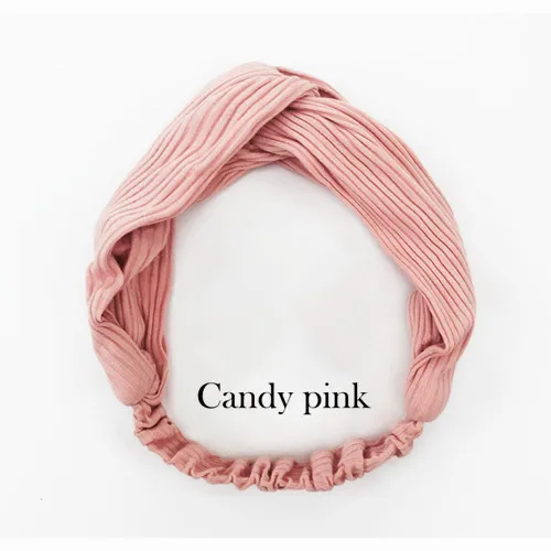 Candy pink Для женщин вязаная эластичная твист повязки на голову, повязка на голову для девочек; повязка на голову с тюрбан повязки повязка на голову на открытом воздухе аксессуары для волос - Цвет: Candy pink