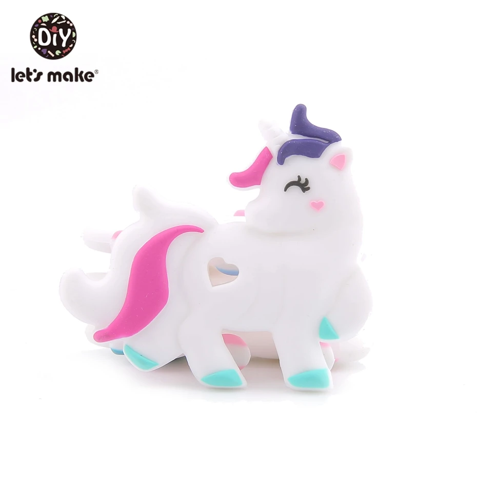 unicorn d Let'S Make/1 шт., силиконовый Прорезыватель для зубов, жемчужные бусины, цветок розы, Прорезыватель для зубов, игрушки для малышей, погремушка, детская игрушка, силиконовый Прорезыватель для зубов - Color: unicorn d