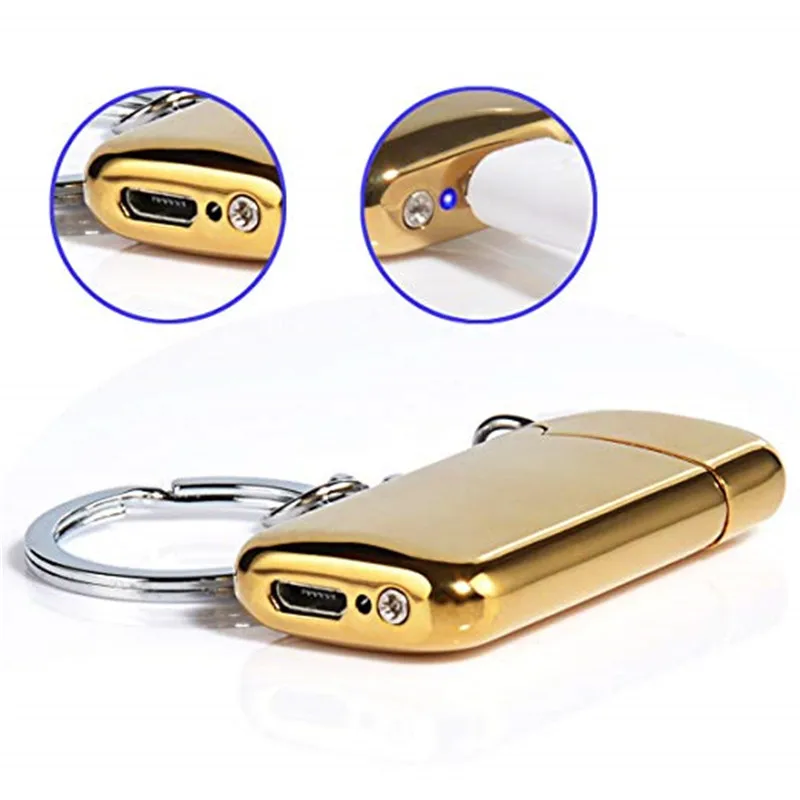 Mini USB Lighter With Keychain Windproof Rechargeable Flameless Eelectronic For Cigarette Encendedor Plasma Gadgets Men | Дом и сад