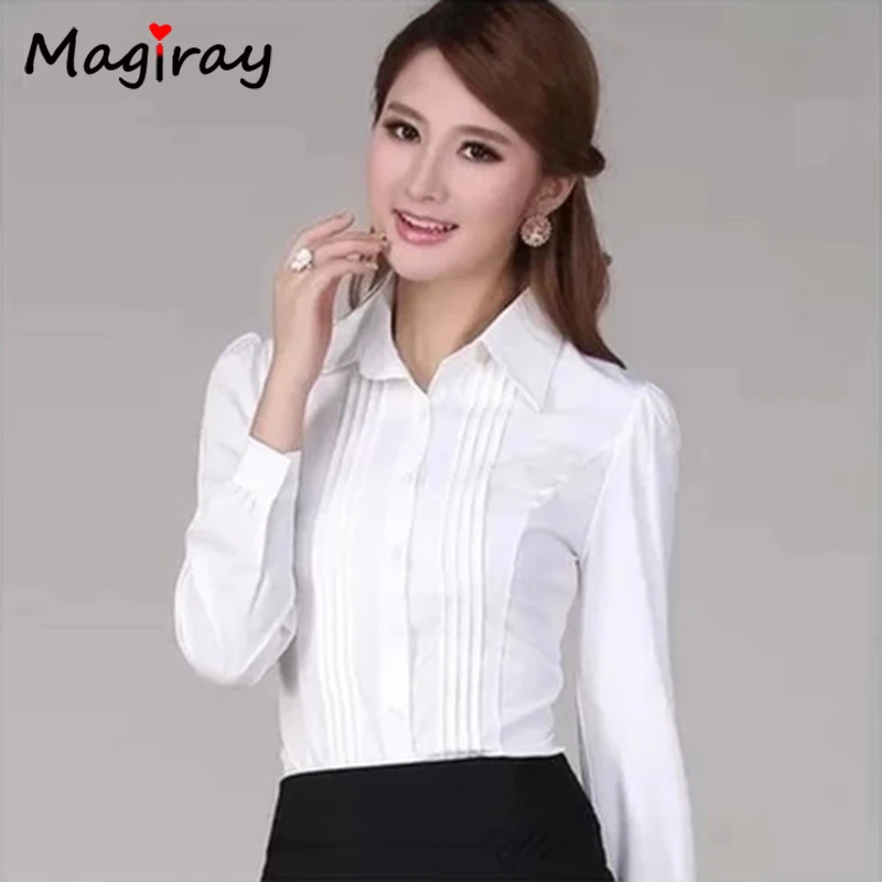5xl размера плюс женская блузка 2020 плиссированный chemise femme с пышными рукавами белая