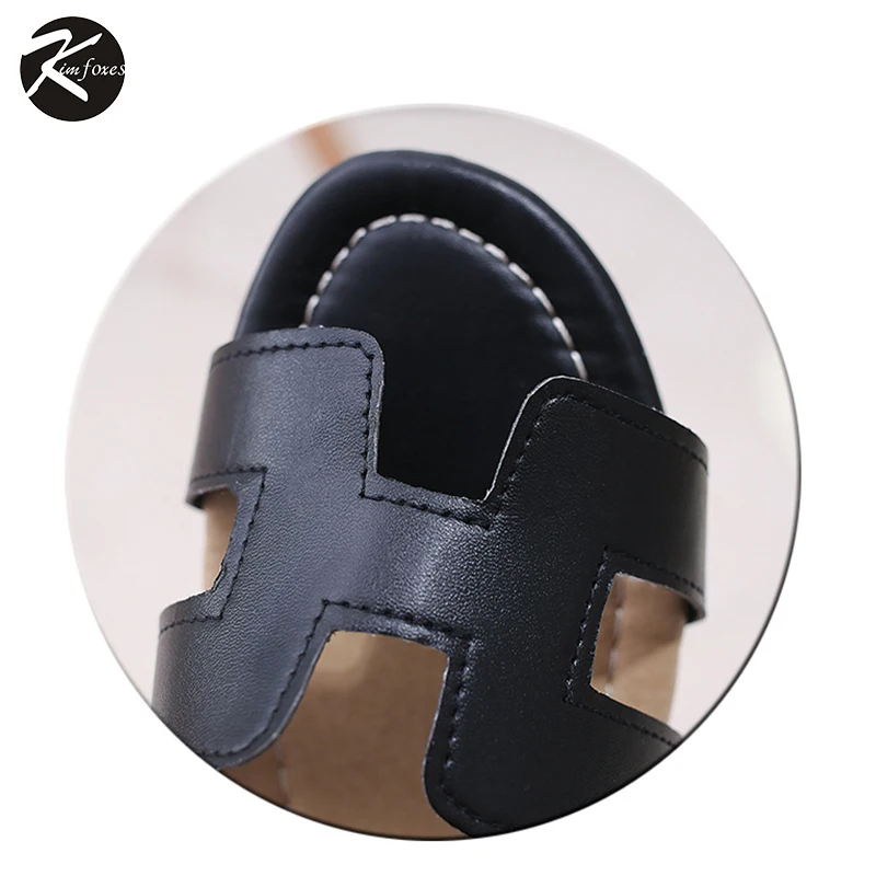 Kimfoxes Лето 2017 Новый Женский Тапочки H Клин Женщины Летний Пляж Обувь Женская