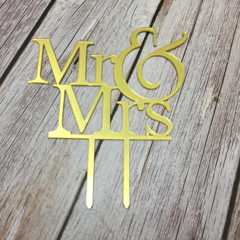 1 шт. зеркальный Золотой mr. &amp mrs акриловый свадебный обруч для торта Топпер | Дом и