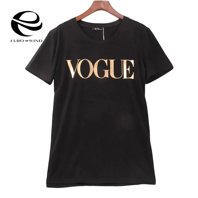 Женская футболка с принтом VOGUE модная летняя XS-4XL большие размеры 2019 | одежда
