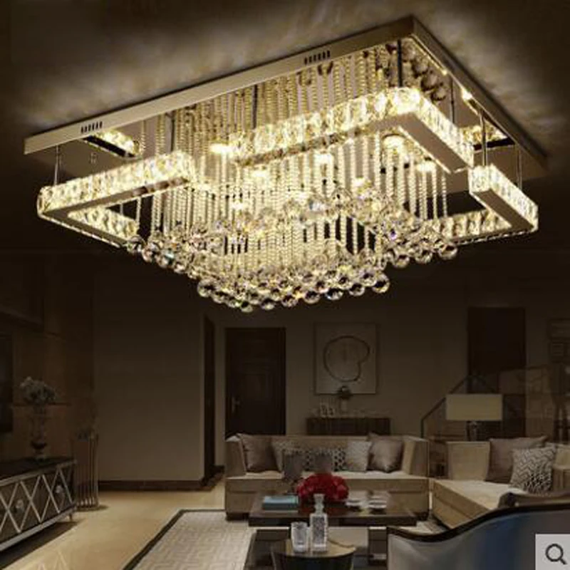 Rectangular living room lamp led crystal ceiling modern minimalist atmospheric bedroom dining lamps lighting | Освещение