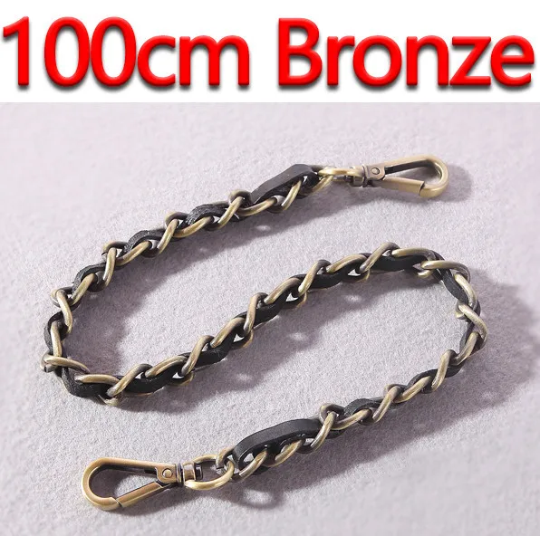 100cm Bronze DIY 40 см-140 см черный кожаный кошелек ручки 11 мм Замена Металл золото, серебро, бронза, пистолет черный цепи сумка ремни - Цвет: 100cm Bronze