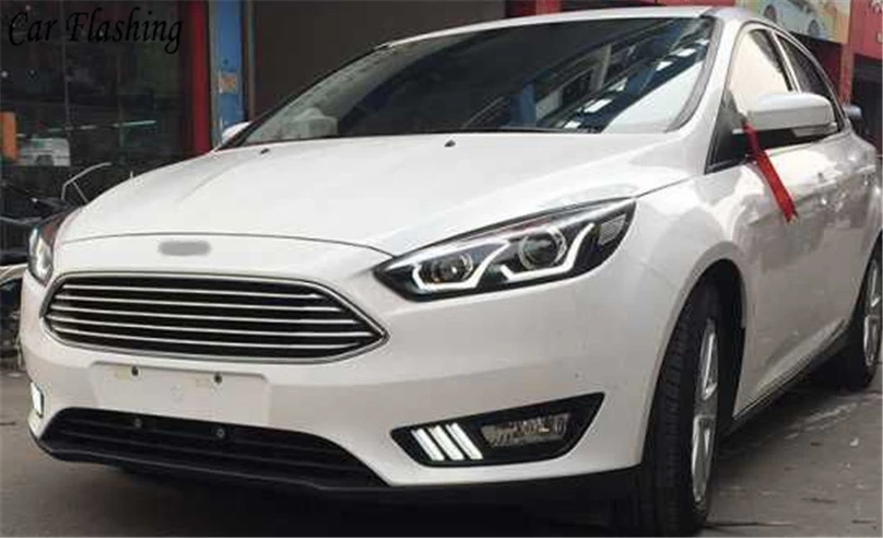 Автомобильный мигающий 1 комплект для Ford Focus 4 светодиодный DRL Дневной ходовой светильник Дневной светильник 12 В противотуманный светильник желтый сигнал поворота
