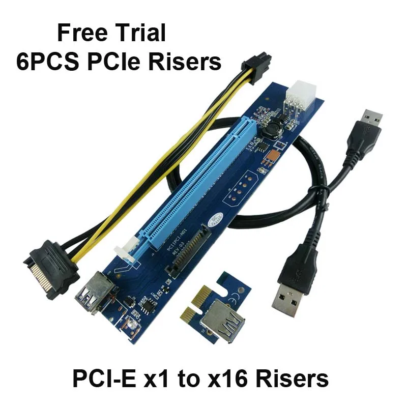 Бесплатная пробная версия IT GO 6 шт. PCI Express PCIe x1 к x16 переходная карта 60 см USB 3 0