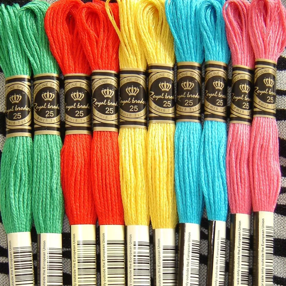 Royalbroderie египетская длинноволокнистая хлопковая нить для вышивки крестом ручная вышивка 447 цветов 26 s/2*6 8 m/моток 12 мотков/коробка