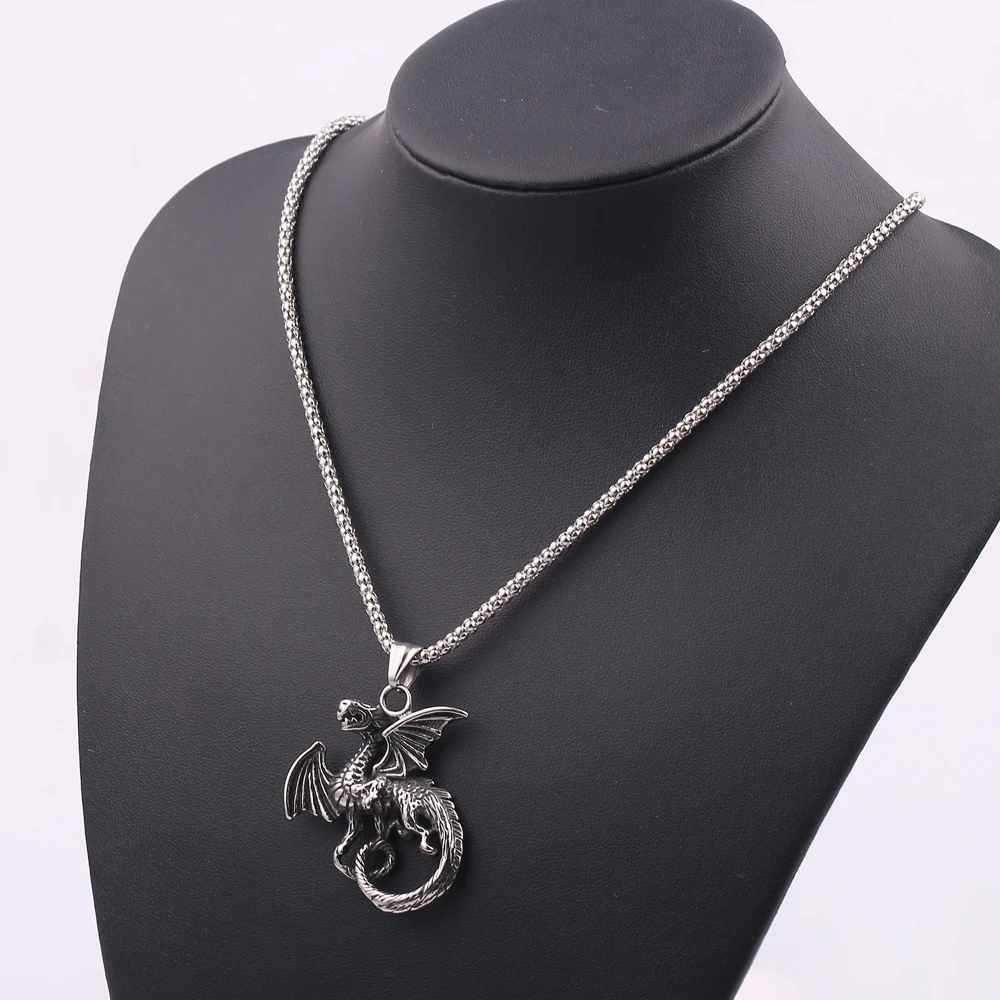 Новая мода Fly Dragon подвеска ожерелье серебряное Цинковое длинная цепь из сплава