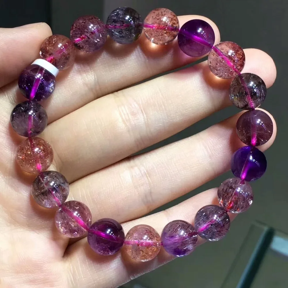 100% натуральный Lepidocrocite кварц 10 5 мм Женский Мужской стрейч супер 7 семь Мелодия