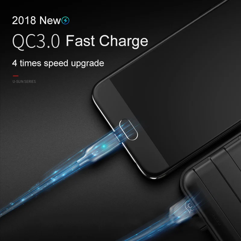 USAMS USB кабель для iPhone X Xs Max Mciro автоматическое отключение быстрой зарядки type C