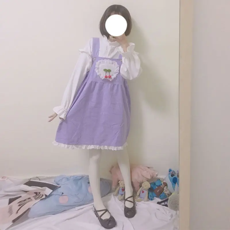 

2019 Spring Women's New Japanese Fresh Cherry Kawaii Strap Dress Sweet Lolita Student Dress