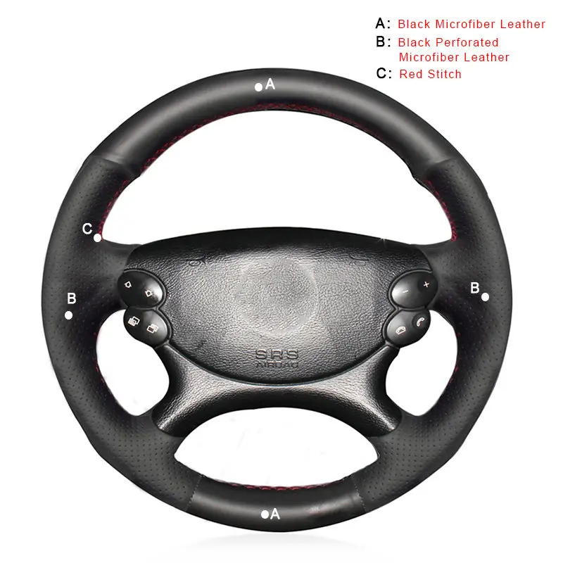 Microfiber Leather Car Braid On The Steering Wheel Cover for Mercedes Benz E63 AMG 2006-2008 CLS 63 AMG 2007 Car-styling Auto Steering Wheel Covers - Название цвета: Microfiber Leather