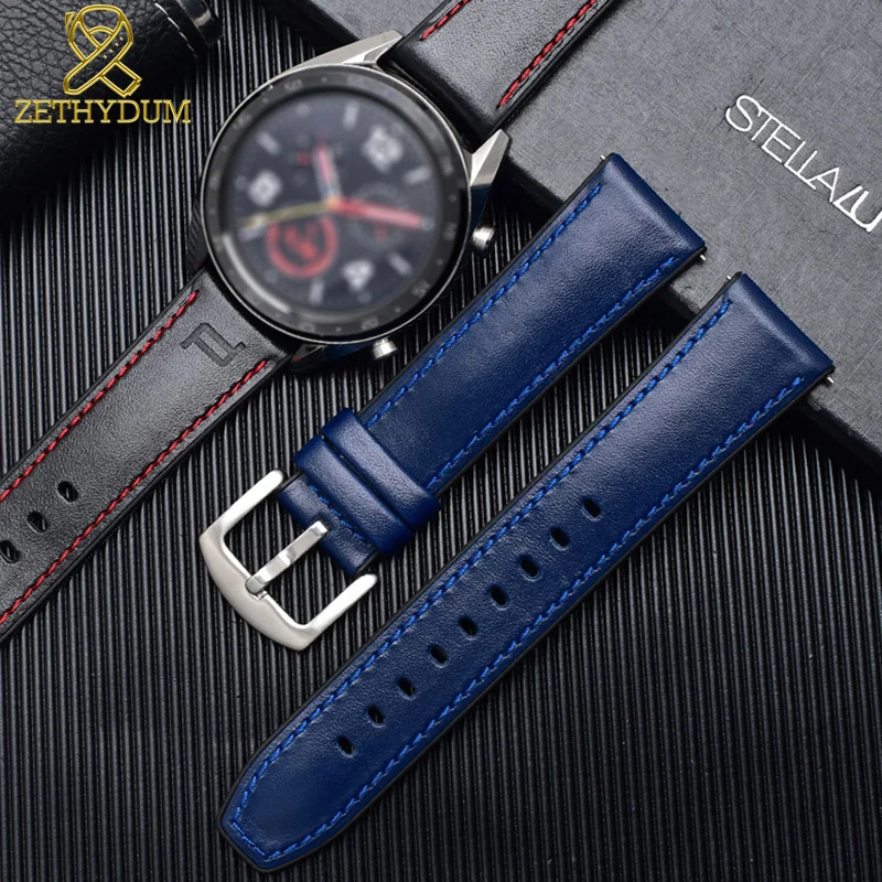 

Genuine leather watch strap for Huawei watch GT Magic Dream watch 2pro watchband 22mm watch bracelet rubber bottom blue band