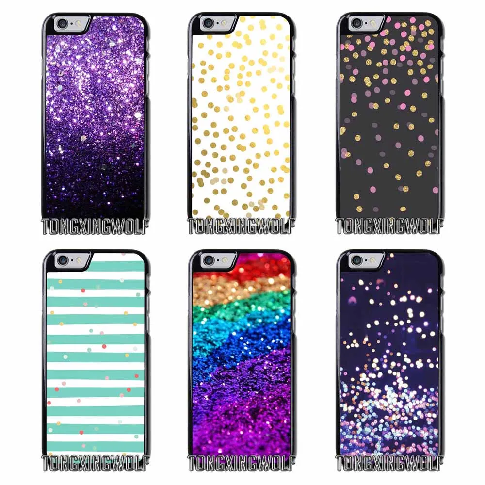 Kawaii Золотой конфетти чехол в горошек для iPhone 4s 5s SE 6S 7 8 9 плюс XR XS Max Samsung Note S4 S5 S6 S7 S8 S9