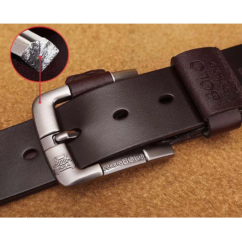 bekele BOLO мужской ремень Vintage Style Pin Buckle Cow Genuine Leather Belts For Men 105-125cm High Quality Mens Belt