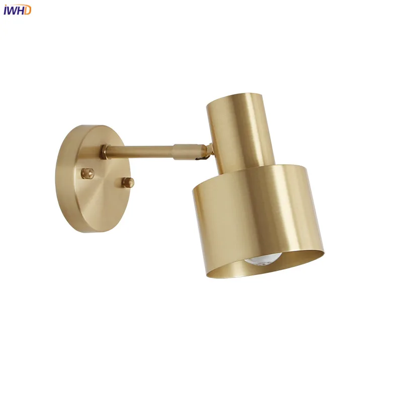Современные Настенные светильники IWHD в скандинавском стиле медные лампы для