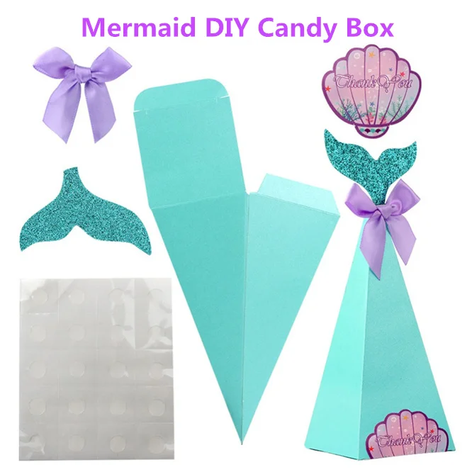 

10 PCS/LOT Mermaid Gift Boxes Sweet Paper Candy Box Mermaid Birthday Christmas Party Decorations Kids Favor Boxes Wedding