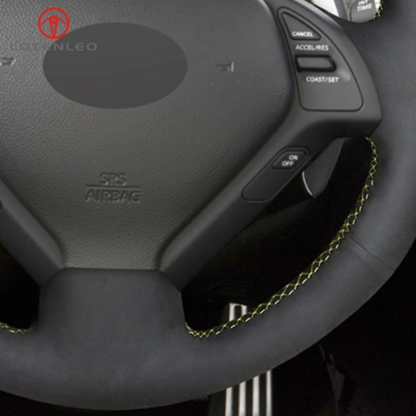 Lqtenleo черная замша DIY автомобиля рулевое колесо Крышка для Infiniti G G25 G35 G37 EX EX35 EX30 EX37 Q Q40 Q60 QX50