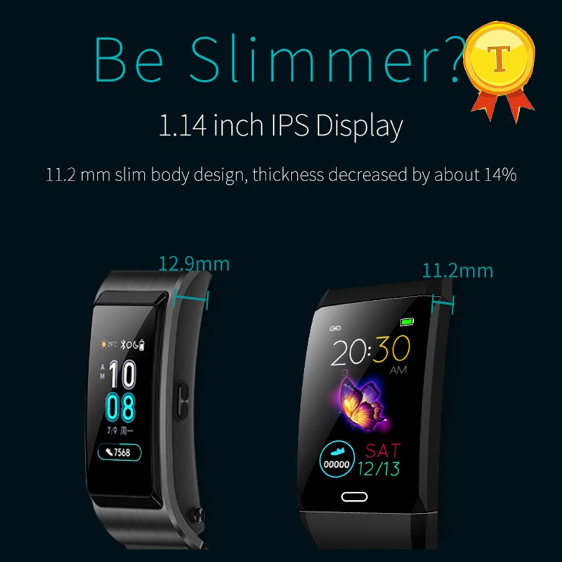 

Smartband be slimmer 1.14 inch ips display ip67 waterproof heart rate monitoring fitness tracker smart bracelet wristband