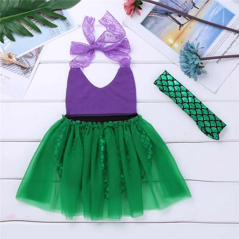 Одежда для новорожденных девочек маскарадный костюм Русалочки нарядный