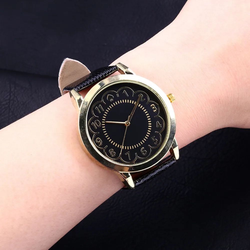 Часы наручные женские кварцевые золотистые с кожаным ремешком | Наручные часы