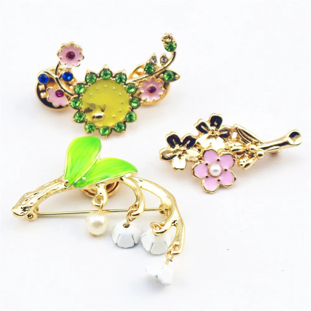 2020 новый стиль Лес Серия зеленая эмаль растение сплав ветки имитация жемчуга