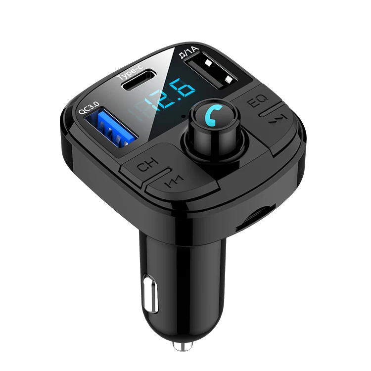 LCAV BT V5.0 автомобильный fm-передатчик двойной usb type C автомобильное зарядное устройство поддерживает tf-карту/USB/многофункциональный плеер