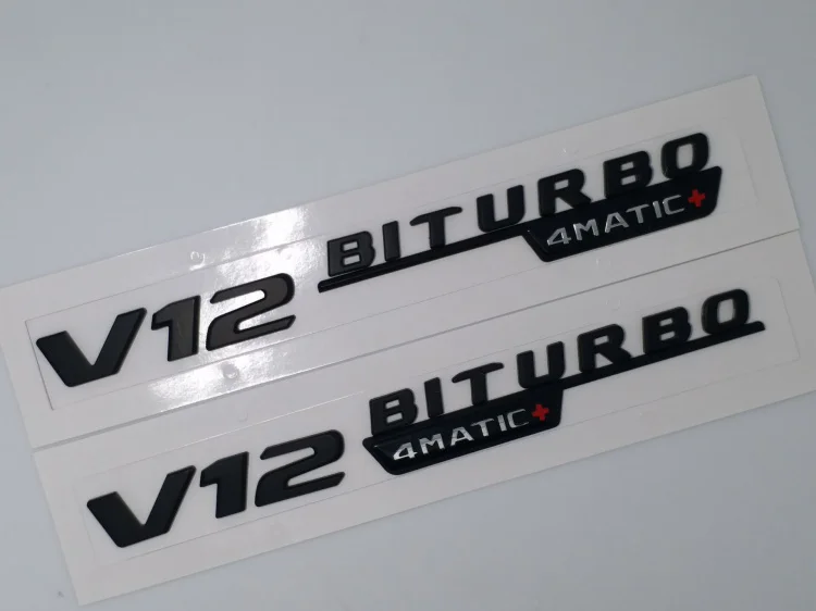 Матовая черная V12 BITRUBO 4matic + эмблема с надписью на крыло Side двойным турбо логотипом
