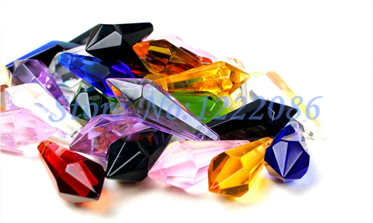

100pcs 38mm Mixed Colors Crystal U-drop Icicle Prism Suncatcher