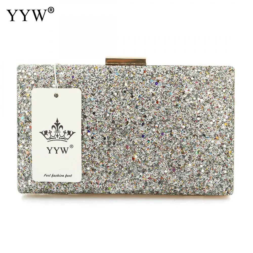 

2018 New Chic Women Glitter Silver Evening Party Clutch Bag Fashion Women Luxury Party Bags Vintage Black Evening Crossbody Bags
