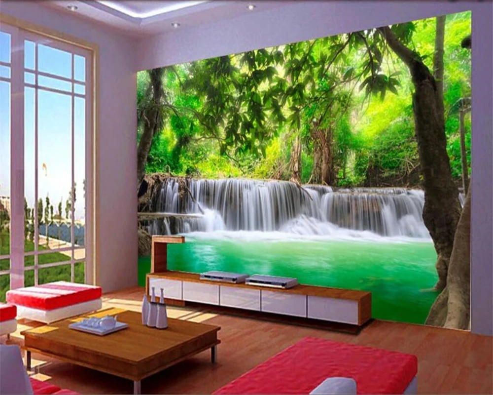 Beibehang пользовательские фото обои 3d фрески джунгли река водопад украшение картина 3d гостиная новые обои papel де parede