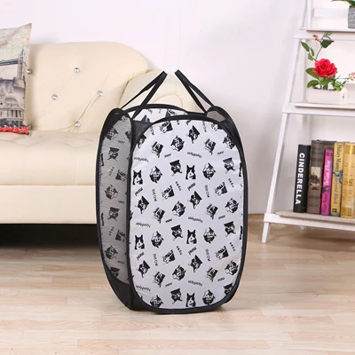 2 mesh white Foldable Pop Up Laundry Basket Washing Clothes Bag Hamper Nylon Mesh Storage Basket - Цвет: 2 mesh white