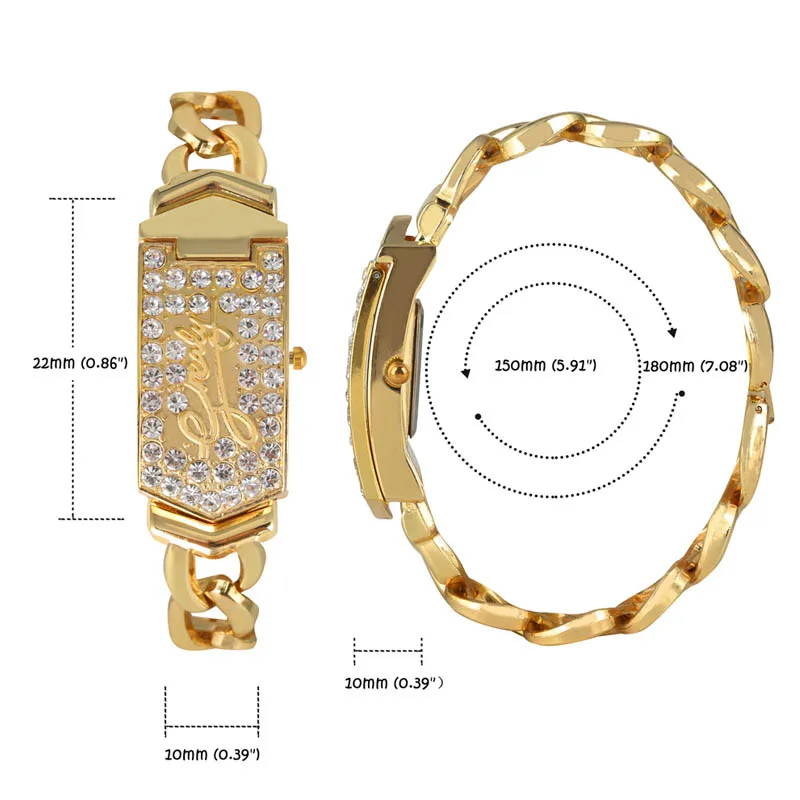 

New Fashion Embed Crystal Diamond Luxury Silver Square Flap Cover Women's Bracelet Watch Golden Watch feminino horloges vrouwen