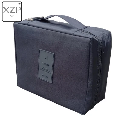 Black XZP сумка для макияжа для девушек, женская косметичка, моющаяся косметичка, органайзер для макияжа, сумка для хранения, сумка для дорожного набора, много карманов, женская сумка - Color: Black