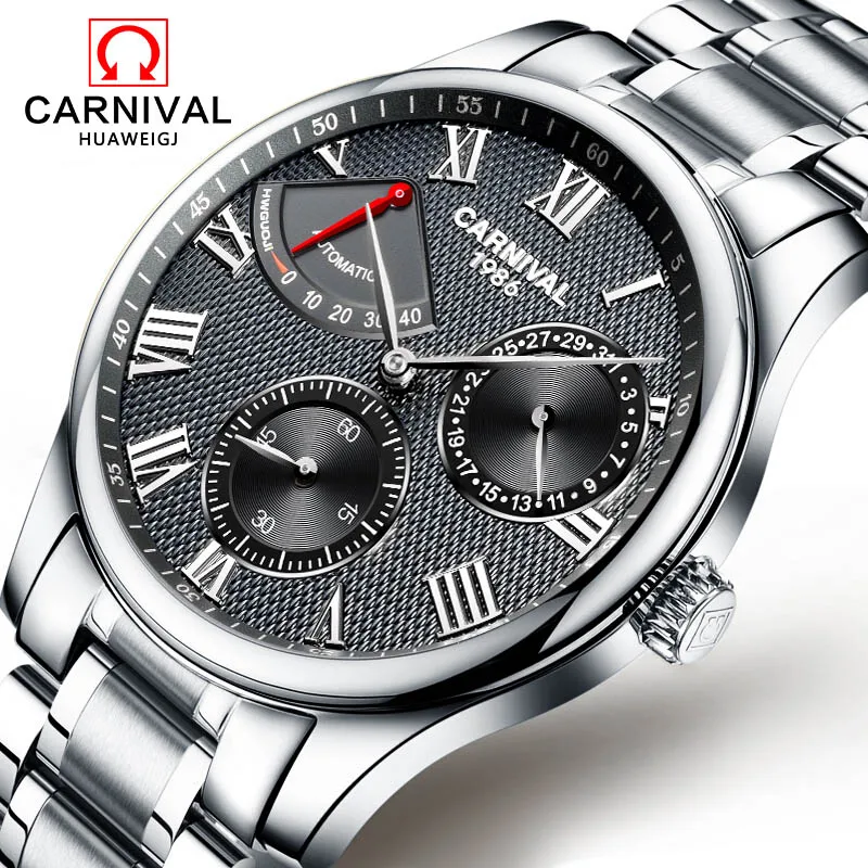 Часы Relojes Hombre CARNIVAL роскошные Брендовые мужские автоматические механические часы
