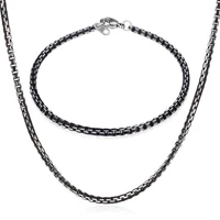 black box chain set bracelet mens jewelry necklace aluminium alloy trendy sportcausal gift for tiny men jewelry set nh206