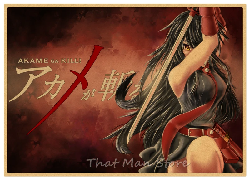 Акаме ga KILL! Ночной рейд Tatsumi Akame Mine Leone Sheele Bulat настенные наклейки плакат из крафт-бумаги японского аниме постер 42*30 см - Цвет: Фиолетовый