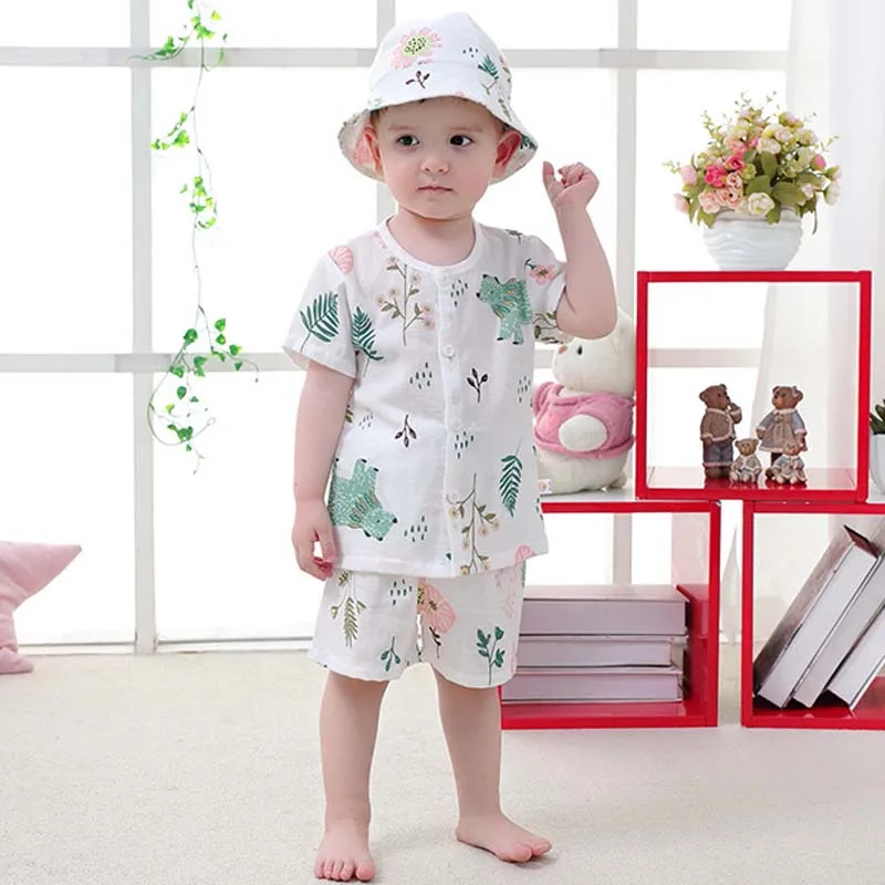 Детская одежда лето 2018 мультфильм хлопок марли круглым вырезом Однобортный из