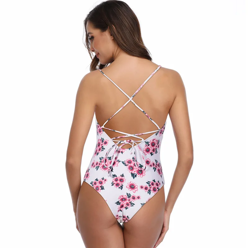 Женский винтажный купальный костюм с пуш ап и перекрестной повязкой на спине