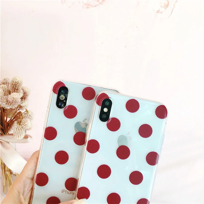 Boucho Прозрачная крышка для iphone 6 6s 7 8 Plus телефон чехлы X милые волновой точки Pattern