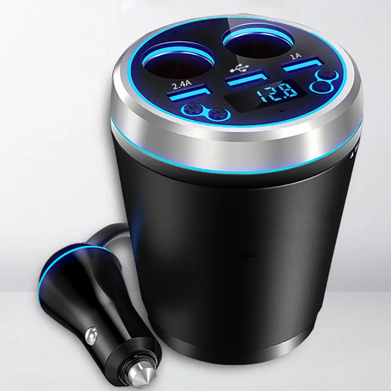 1Pc Автомобильное зарядное устройство USB Bluetooth MP3 плеер комплект fm-передатчик дисплей двойной телефон зарядное устройство светодиодный подстаканник прикуриватель автомобильное зарядное устройство - Название цвета: 1Pc