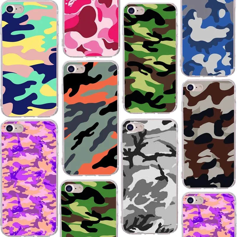 Силиконовые чехол для телефона iPhone 7 8 Plus XS X Capinha Прохладный Камуфляж задняя