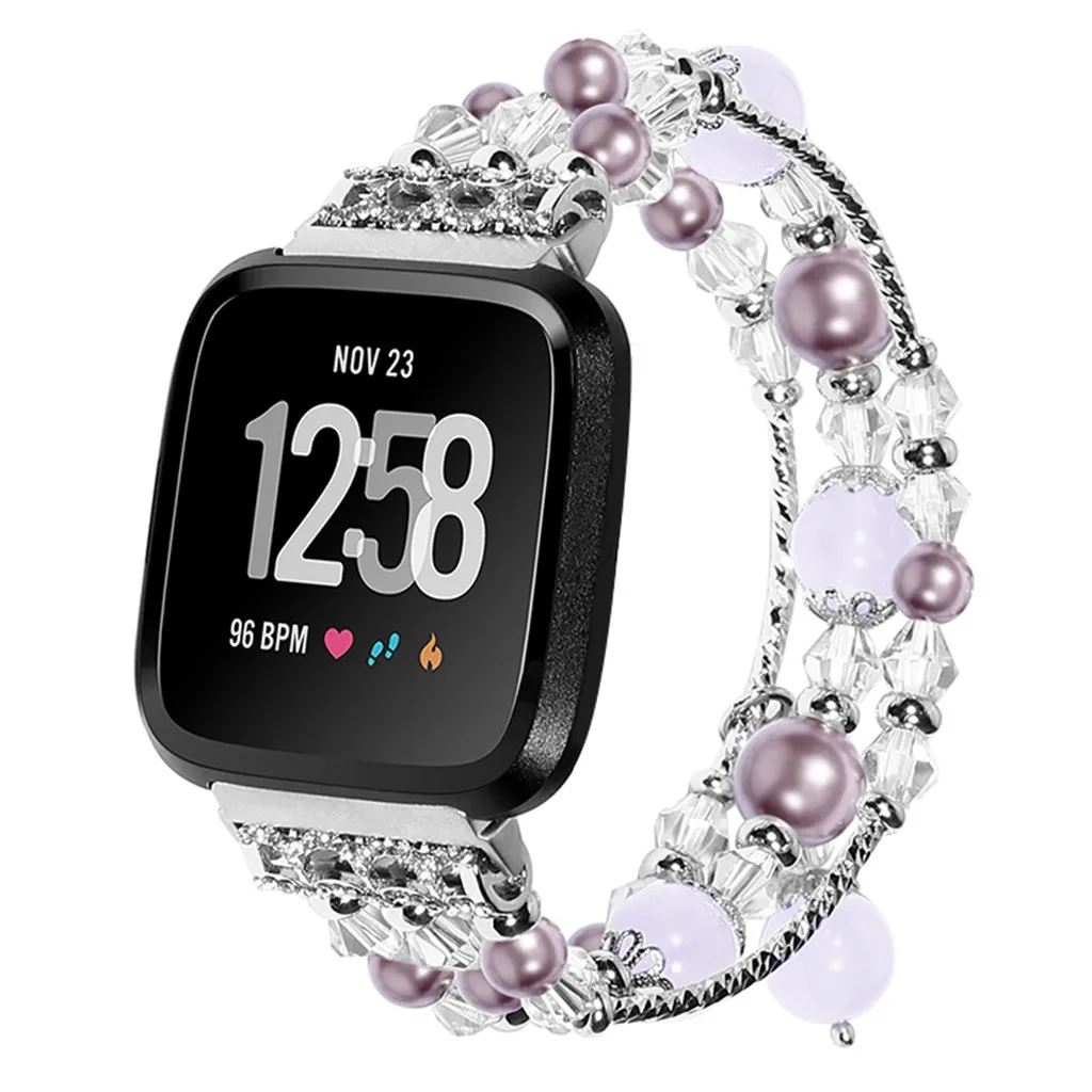 Браслет для умных часов Smartband band Роскошные бусины-стразы круглые бусины часы ремешок для Fitbit Versa Lite Браслет Smartwatch
