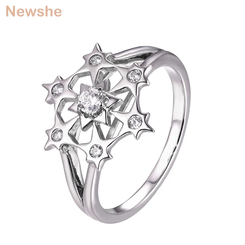 Женское Обручальное Кольцо Newshe Star Design AAAAA CZ обручальное кольцо из 925 пробы серебра