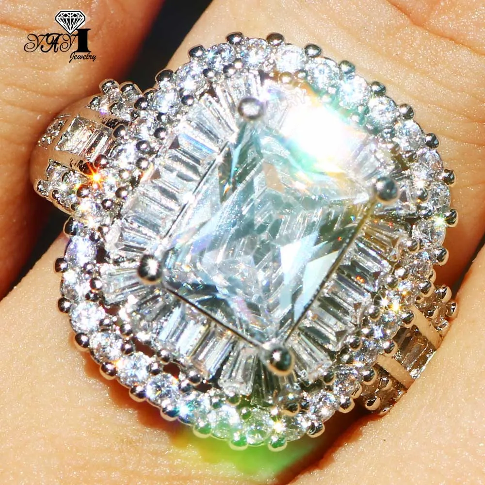 YaYI кольцо с голубым кристаллом 9,5 CT белый цирконий серебристый цвет обручальные кольца Свадебные Кольца Сердце Девушки вечерние кольца Подарки 860