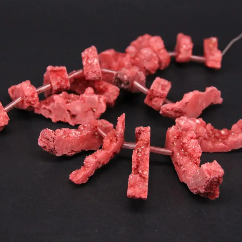 Нитка 15 5 &quot Красный титан натуральный кварцевый друг геод верхнее отверстие