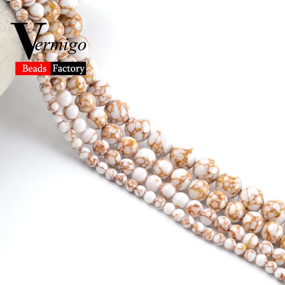 Оптовая продажа Бусины Из Натурального золота белые бирюзы фотобусины для