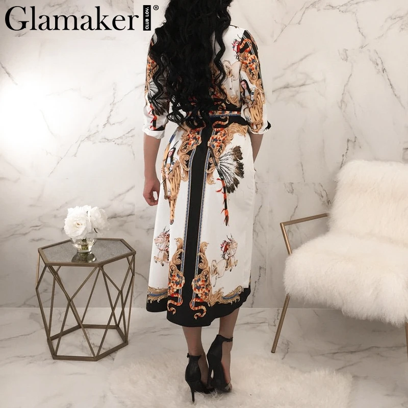 Женское платье рубашка с длинным рукавом и глубоким v образным вырезом Glamaker