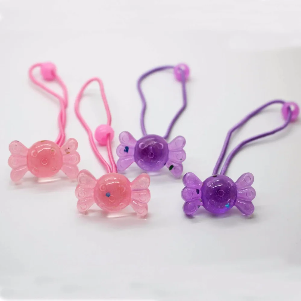 4 шт./лот розовые и фиолетовые милые эластичные резинки для волос блестящие